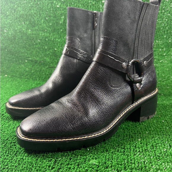 Donald J Pliner Women’s Black Leather Harness Ankle Boots Size 8 - Picture 6 of 16